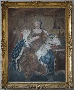 Elisabeth Charlotte d’Orléans, copie de Rigaud, présenté au château.