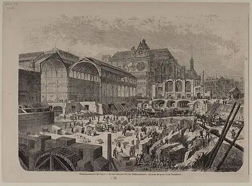 Le nouveau pavillon des Halles centrales, vue prise de la rue de la Tonnellerie.