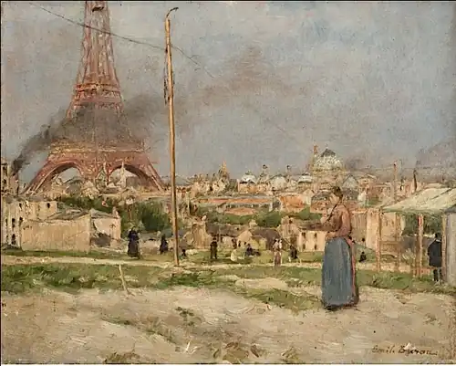 Paysage avec Tour Eiffel (titre attribué), huile sur toile, 1889.