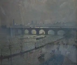 Waterloo Bridge, sun and rain (1916) par Émile Claus - Musées royaux des Beaux-Arts de Belgique (inv. 4298)