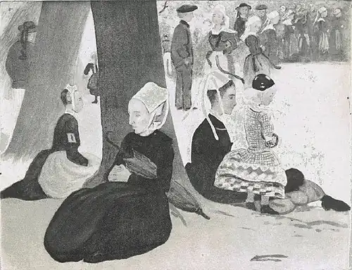 Femmes de Plougastel au pardon (aquatinte en couleurs de 30,2 x 45 cm),