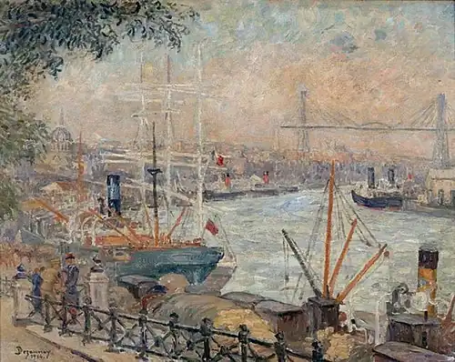 « Le port de Nantes », peinture à l'huile réalisée en 1914 par Émile Dezaunay, musée du château des ducs de Bretagne.