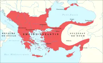 Carte de l'Empire byzantin en 1180