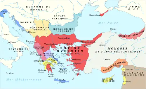 Carte de l'Empire en 1265