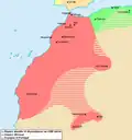 Extension maximale de l'Empire alaouite(début XVIIIe&nbsp;siècle)[réf.&nbsp;nécessaire]