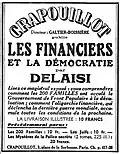 Encart publicitaire dans Le Populaire pour un texte de Francis Delaisi,  Les financiers et la démocratie publié par Le Crapouillot. (novembre 1936).