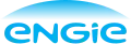 Logo d'Engie depuis le 24 avril 2015 : nom en typographie bleu cyan accompagné d'un soleil levant.