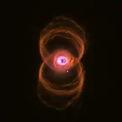 Nébuleuse du Sablier, jeune nébuleuse planétaire.