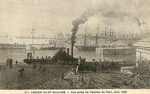 Entrée du port de Saint-Nazaire en 1860.