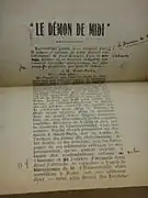 Épreuve imprimée d'un texte littéraire, corrigée à la main par le romancier.