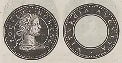 portrait dans un liséré circulaire, à la manière d'une monnaie