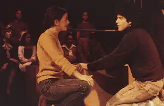 Laren Raher et Brad Mays dans l'acte II d'Equus, mise en scène de Brad Mays. (mai 1979 à Baltimore - USA)