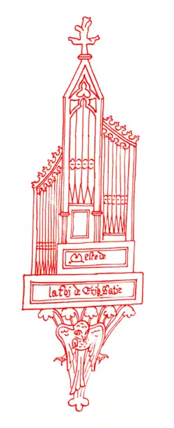 Dessin d'orgues à l'encre rouge