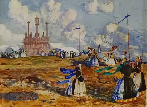 Ernest Guérin : Pardon de Tronoën, 1920 (aquarelle et gouache sur papier).