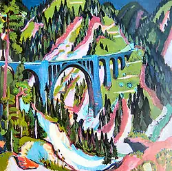 Pont près de Wiesen, 1926, Huile, 120 × 120&nbsp;cm.