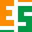 Les lettres E et S sont respectivement écrites en orange et vert, avec une barre verte en-dessous du E et une barre orange au-dessus du S.