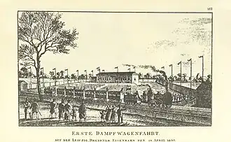 Premier voyage en train à vapeur le 24 avril 1837.