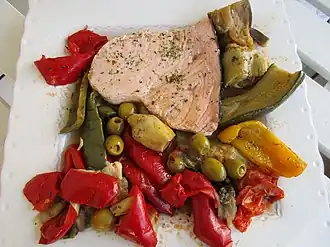 Espadon et poivron grillé.