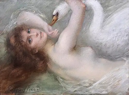 Léda et le cygne, pastel, non daté.