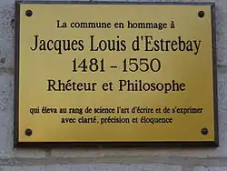 Plaquette Jacques-Louis d'Estrebay.