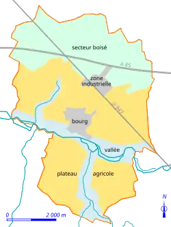 Carte en couleurs matérialisant l'emprise des différents types de paysages naturels ou agricoles sur un territoire.