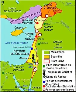 Les États latins d'Orient au XIIe&nbsp;siècle.