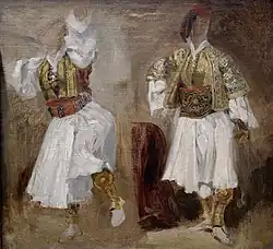 Fustanelles souliotes, par Eugène Delacroix.