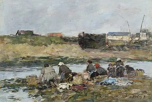 Lavandières sur la Touques près de Trouville, 1891,collection privée, vente 2008.