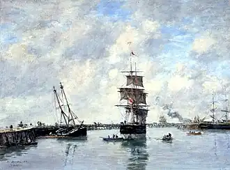 Eugène Boudin, Trouville, les jetées, mer haute, 1885, huile sur toile.