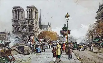Notre-Dame vue du quai Saint-Michel, tableau d'Eugène Galien-Laloue, v.&nbsp;1941.