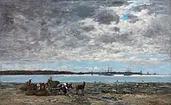 Eugene Boudin, Brest la rade, recolte du varech (1873)