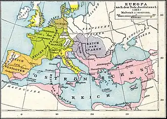 Carte du pourtour méditerranéen en 565.