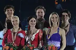 Podium des championnats d'Europe 2011 avec Ekaterina Bobrova / Dmitri Soloviev et Sinead Kerr / John Kerr