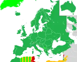 Carte des pays ayant déjà participé au Concours.