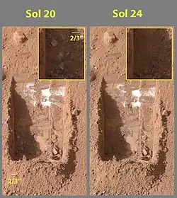 Version en couleur des photos montrant la sublimation de la glace.
