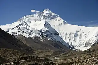La face Nord de l'Everest vue depuis le camp de base tibétain.