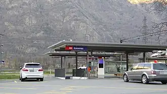 Entrée principale de la gare d'Evionnaz.