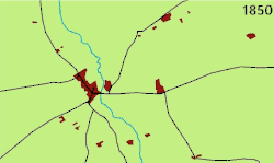 Carte animée représentant l'évolution des zones bâties d'une commune.
