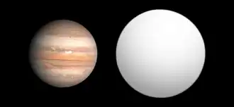 Tailles comparées de Jupiter et de HR 8799 c.