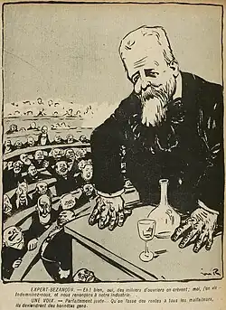 Caricature d'Expert-Bezançon à propos du scandale du blanc de céruse, L'Assiette au beurre, no&nbsp;210, 8 avril 1905.