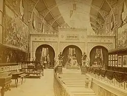 Exposition universelle de 1878. Palais du Trocadéro. Le Sabbat des sorcières (Goya, 1823) a été exposée dans le Pavillon de l'Espagne.