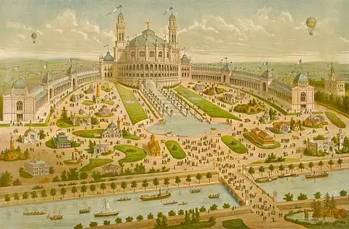 Exposition universelle. Paris, 1878. Palais du Trocadéro. Un dessin de Isidore Laurent Deroy réalisé en 1878, conservé à la Bibliothèque nationale de France.