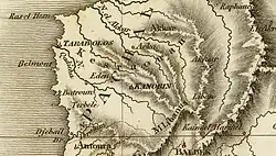 Extrait de "Palestine and Syria, Syria Antiqua et Palaestina", montrant Belmont