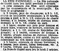 Le programme de la fête patronale de Guidel du 2 octobre 1911 (journal L'Ouest-Éclair).