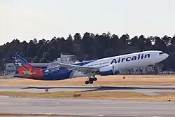 A330neo d'Aircalin au décollage de l'aéroport international de Narita en janvier 2022.