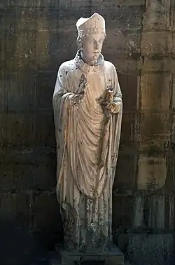 Saint Germain d'Auxerre, statue du XIIIe&nbsp;siècle.