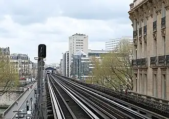 La ligne de métro no&nbsp;6 franchissant la Seine sur le pont de Bir-Hakeim.