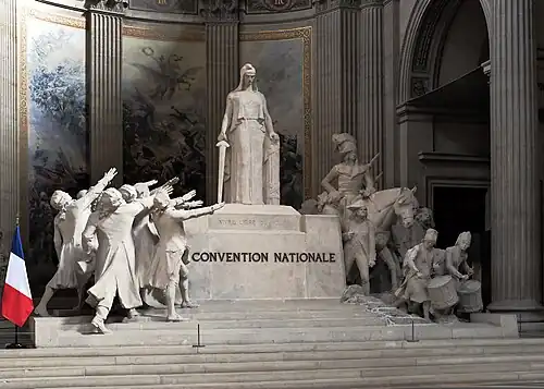 Sculpture La Convention nationale de François Sicard au Panthéon de Paris, 1921.