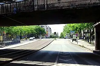 Le boulevard Lefebvre vu depuis le dessous du pont SNCF.