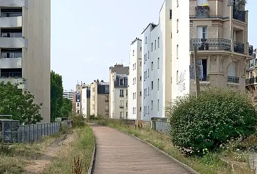 La ligne de Petite Ceinture derrière la rue de Cadix.